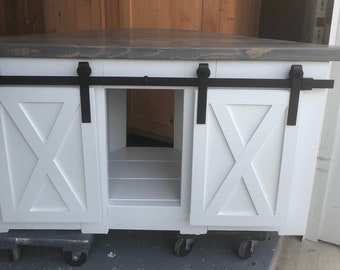Sliding Barn Door Corner Tv Stand Farmhouse Entertainment Etsy