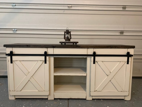 Six Foot Modern Farmhouse Style Media Console Buffet Table Media Console Buffet Table, 6 Feet Console Table