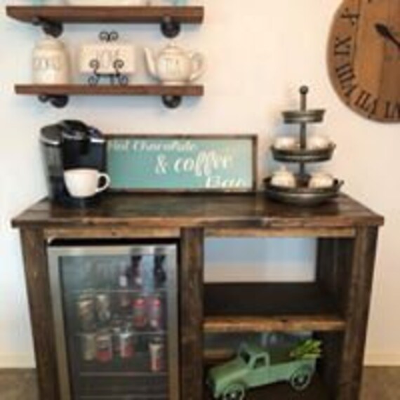 Coffee bar / mini fridge cabinet / Farmhouse style cabinet / | Etsy Coffee bar / mini fridge cabinet / Farmhouse style cabinet / | Etsy