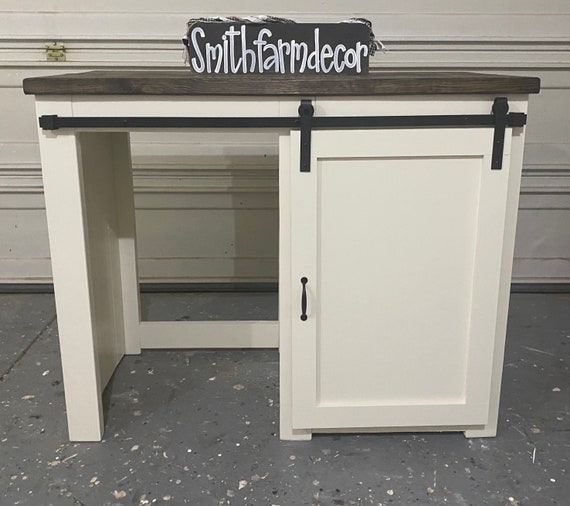 Farmhouse 1 door slider mini fridge cabinet / Mini fridge cabinet on the  floor / Coffee bar / Wine fridge cabinet /2 color stain