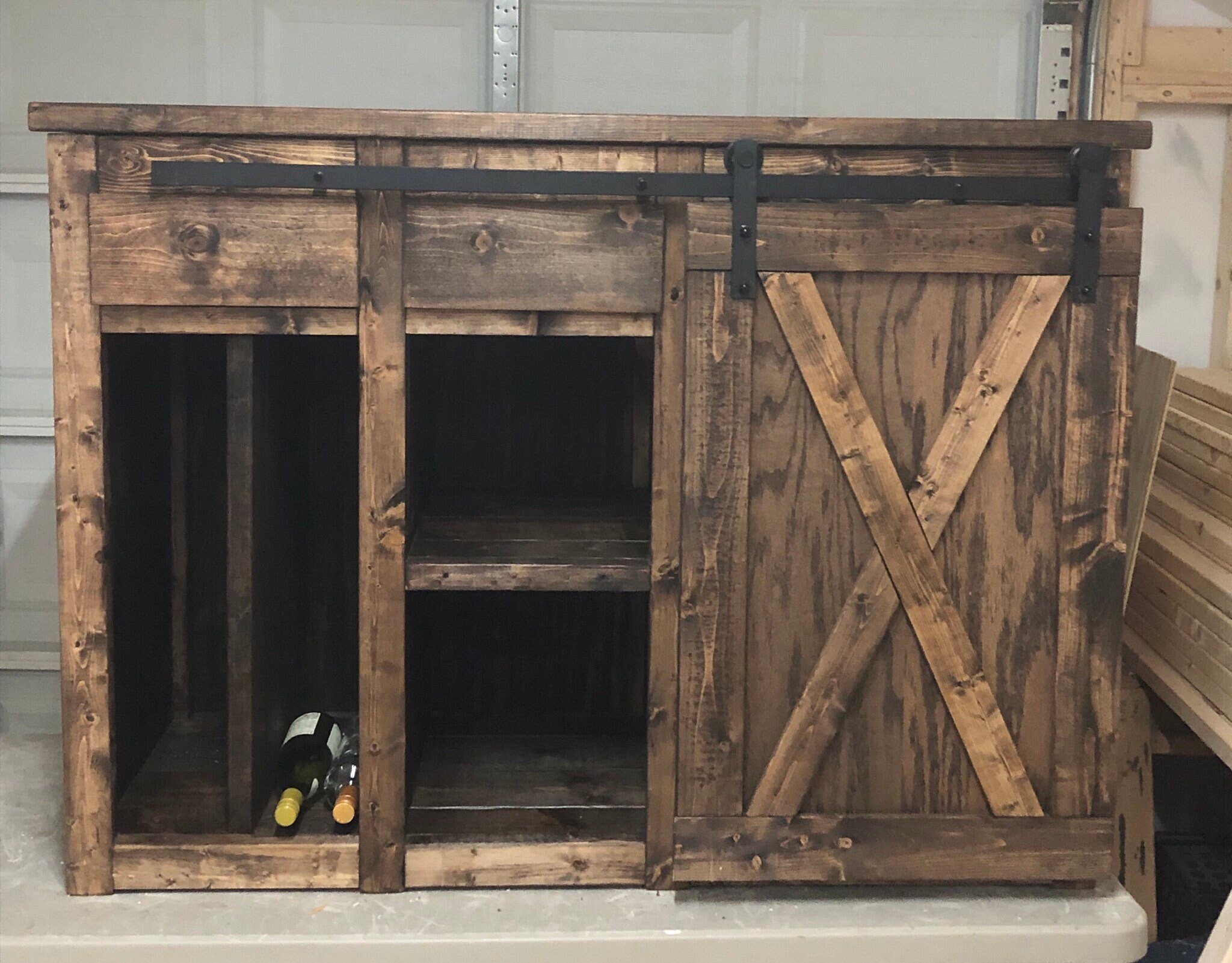 Modern Farmhouse Style Coffee Bar With 1 Barn Doors Slider And 50