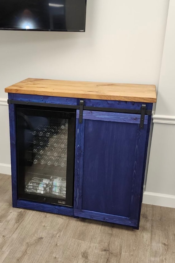 Rustic mini fridge cabinet discount