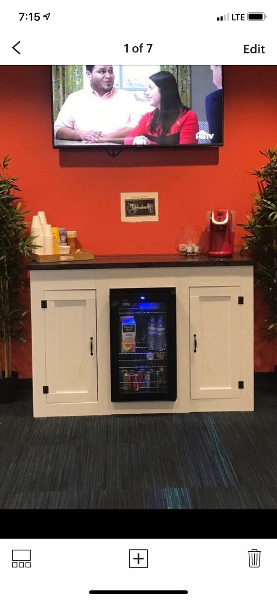 Modern Style Custom Build Mini Fridge Cabinet With Two Hinged Etsy