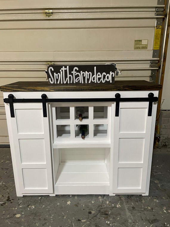 Modern Farmhouse Style Custom Build Mini Fridge Cabinet With Two