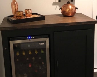 Farmhouse style Enclosed mini fridge cabinet with a single hinge door/ / modern style / wine bar / storage