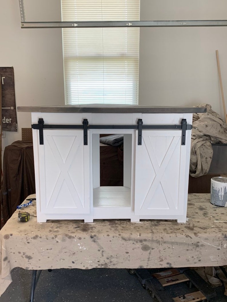 Corner Tv Stand Farmhouse Style Unit With Barn Door Image 0 1