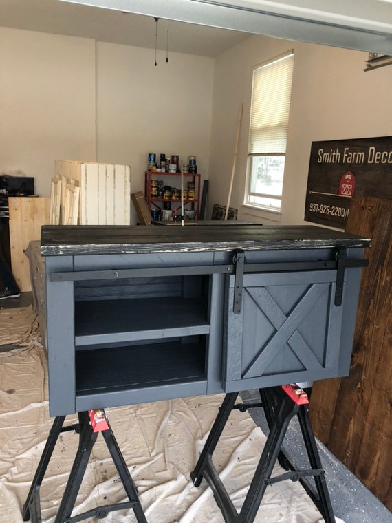 Smaller Tv Console Custom Built Rustic Style Stand Cabinet For Man Cave Farmhouse Small With Barn Door Slider