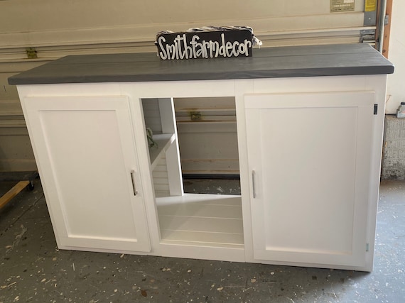 Modern Farmhouse Style Custom Build Mini Fridge Cabinet With Two Hinged  Frame Door / 3 Bay Mini Fridge Storage 