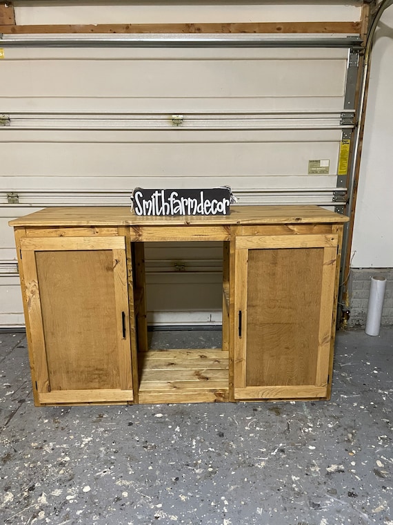 Modern Farmhouse Style Custom Build Mini Fridge Cabinet With Two Hinged  Frame Door / 3 Bay Mini Fridge Storage 