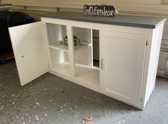 Modern Farmhouse Style Custom Build Mini Fridge Cabinet With Two Hinged  Frame Door / 3 Bay Mini Fridge Storage 