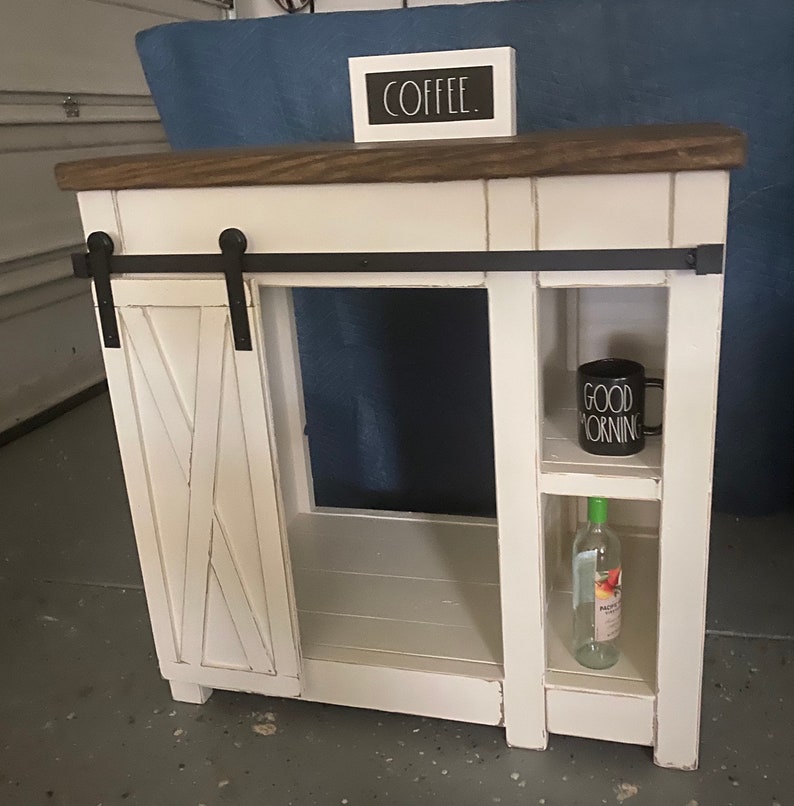 Farmhouse style mini fridge / Smaller barn door slider Etsy