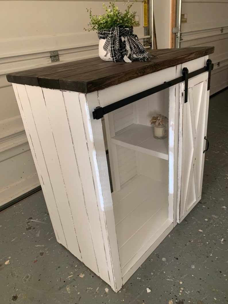 Farmhouse style mini fridge / Smaller barn door slider Etsy