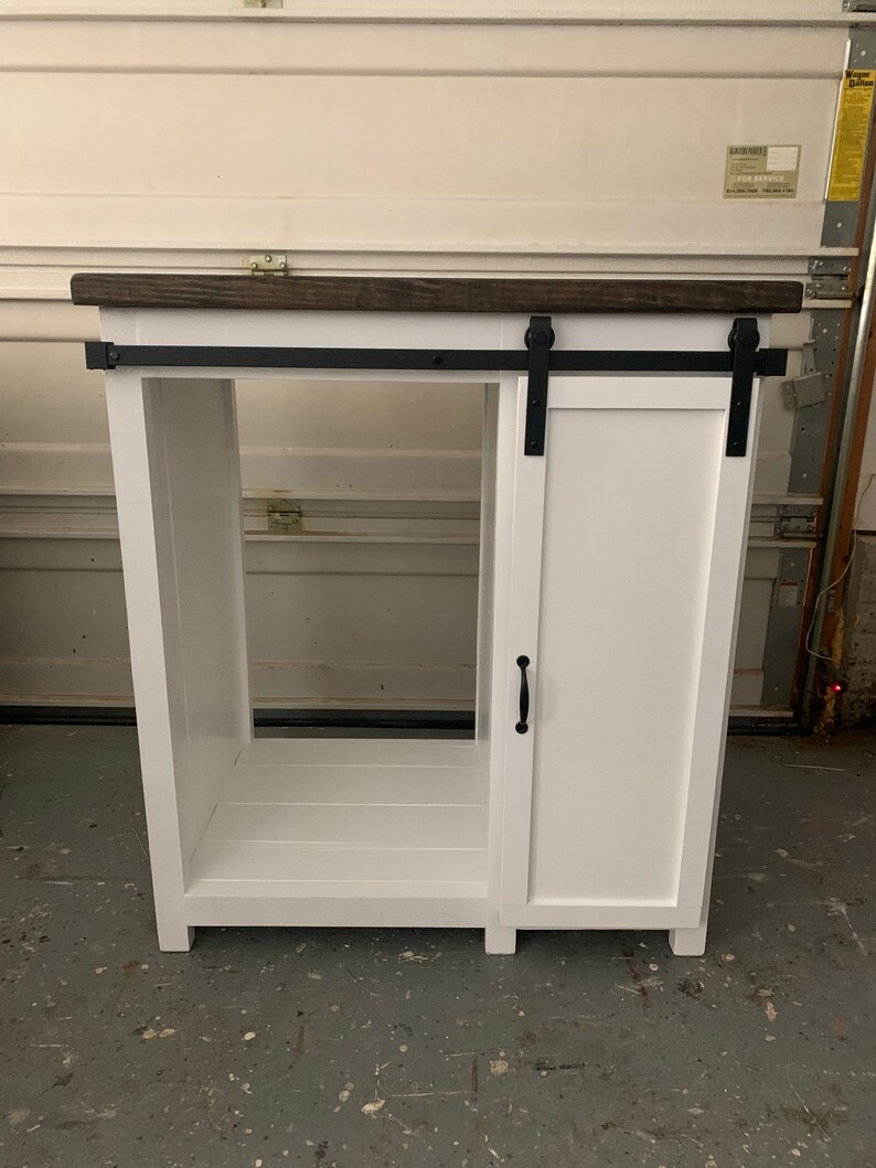 Farmhouse style mini fridge / Smaller barn door slider Etsy