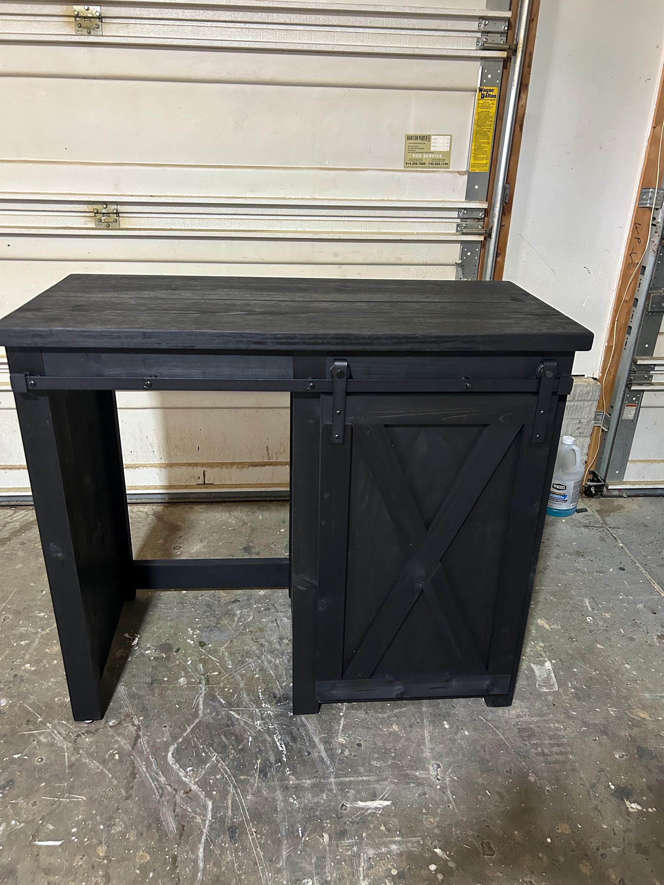 Farmhouse Coffee Bar Cabinet: Modern Sliding Barn Door Beverage Station