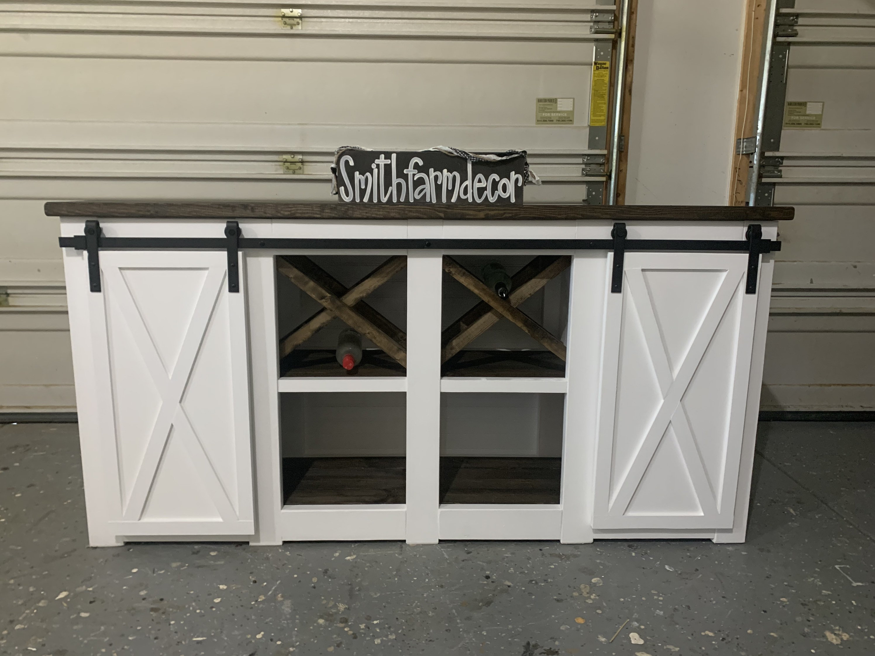 Modern Farmhouse Style Buffet 4 Bay 2 Door Slider With X Wine Etsy