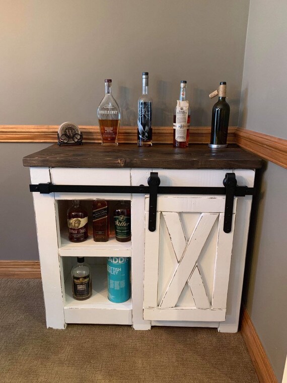 Farmhouse Style Coffee Bar With Barn Door Slider Sideboard With Sliding X Style Barn Door Tv Stand