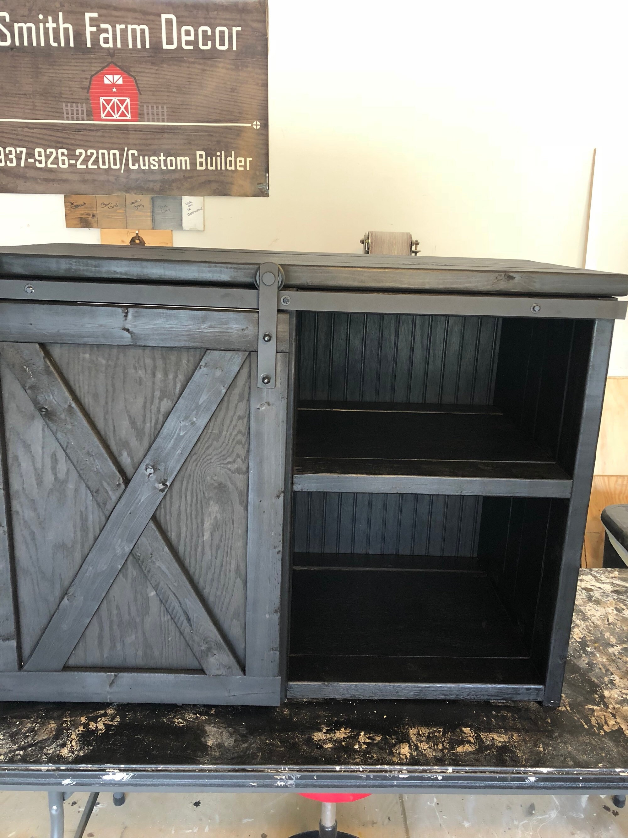Mini fridge Rustic style / Coffee station / barn door Etsy