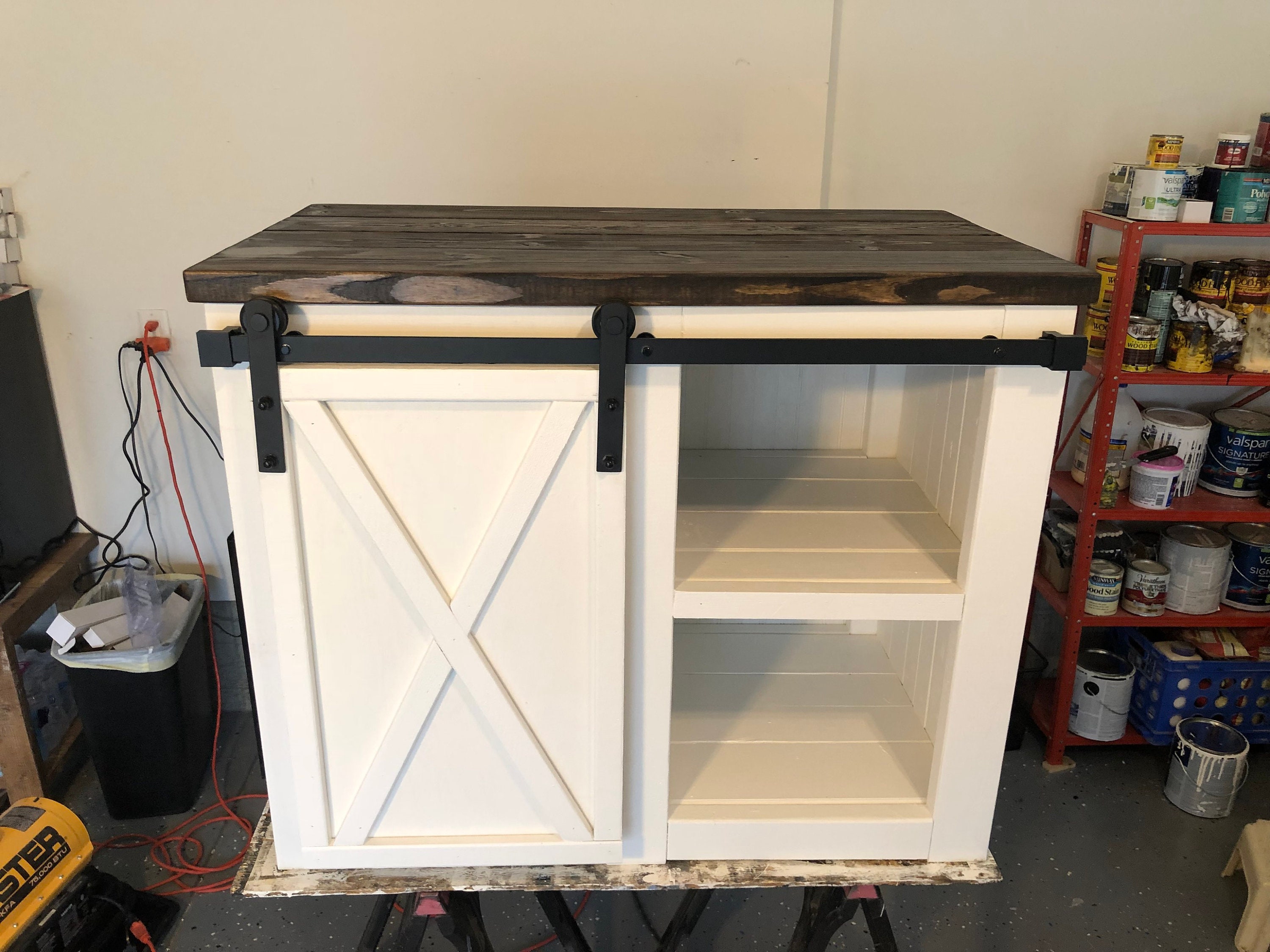 Mini fridge Rustic style / Coffee station / barn door Etsy