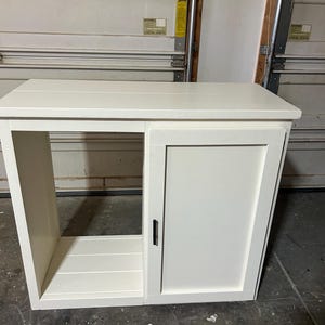 Ready to Ship Modern style mini fridge cabinet / hinge frame door on this cabinet / Modern wine bar / Storage cabinet painted cream