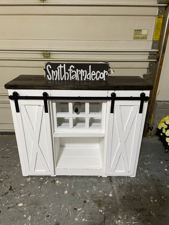 Modern Farmhouse Style Custom Build Mini Fridge Cabinet With Two