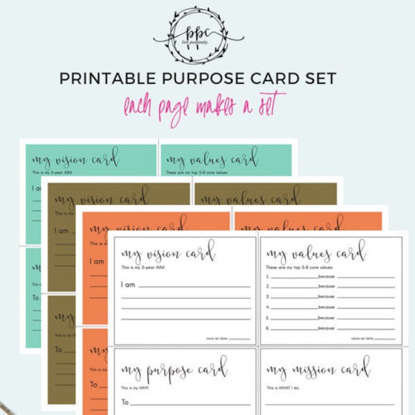 Mission Board, Motivation, Passion planner, Goal planner, 2019 planner, Vision Board Cards, Mission Planner, Busy Board, Note Cards