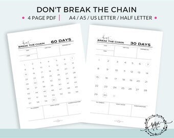 Don T Break The Chain Calendar 2022 Don't Break Chain | Etsy