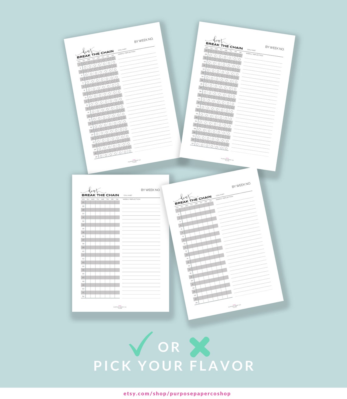 Yearly Habit Building Tracker Dont Break the Chain Annual - Etsy