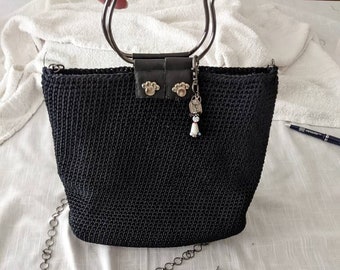Black Cat Crocheted Bag Convertible