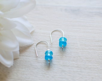Blue wave, Blue earrings, blue glass earrings, sea glass earrings, aqua blue earrings, blue boho earrings, modern boho earrings, Australia