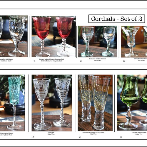 Vintage Pair of Clear Cordial Glasses Cordials Shot Etsy