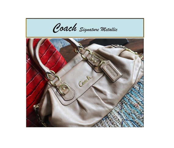 Coach Signature Handbag in Metallic Gold - image 1