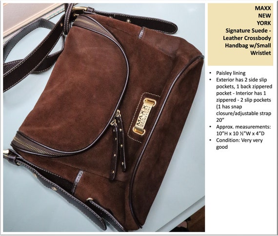 MAXX NEW YORK Signature Suede - Leather Crossbody Handbag W/small