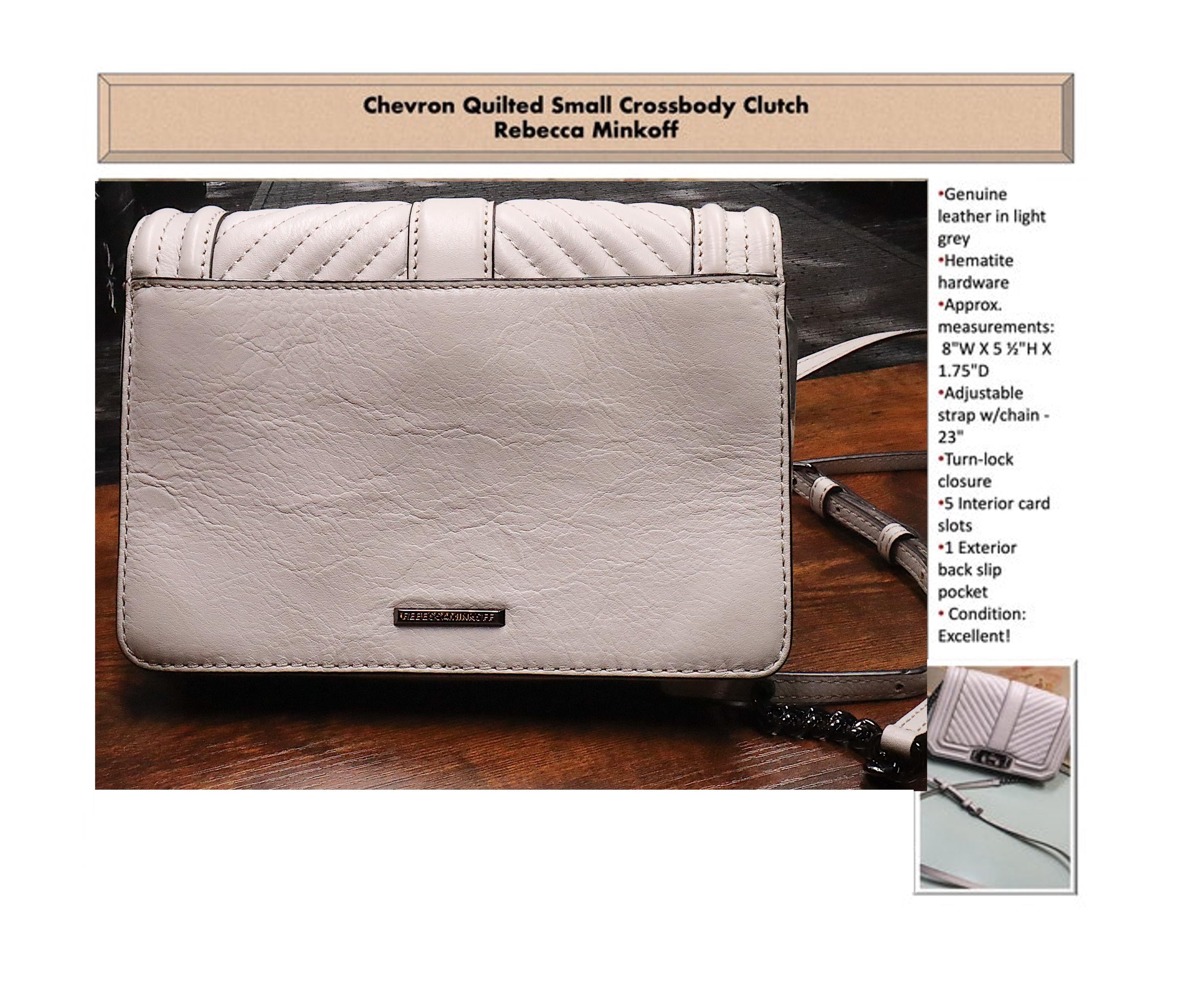 REBECCA MINKOFF QUILTED LOVE LEATHER BACKPACK PURSE,‎ Tan/Gray, Luxury Rebecca Minkoff Crossbody Bag: Chevron Quilted Clutch or  main image 2