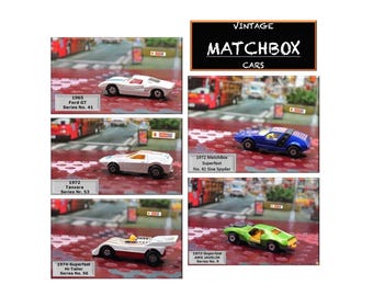 Vintage Matchbox Car Collection: Ford GT, Hi-tailer, Tanzara, Siva