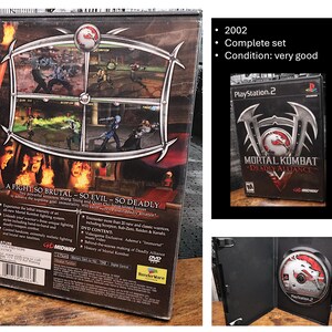 May include: Mortal Kombat: Deadly Alliance PlayStation 2 game. The game case features a black and silver design with the Mortal Kombat logo. The back of the case shows gameplay screenshots and text that reads "A FIGHT SO BRUTAL - SO EVIL - SO DEADLY."