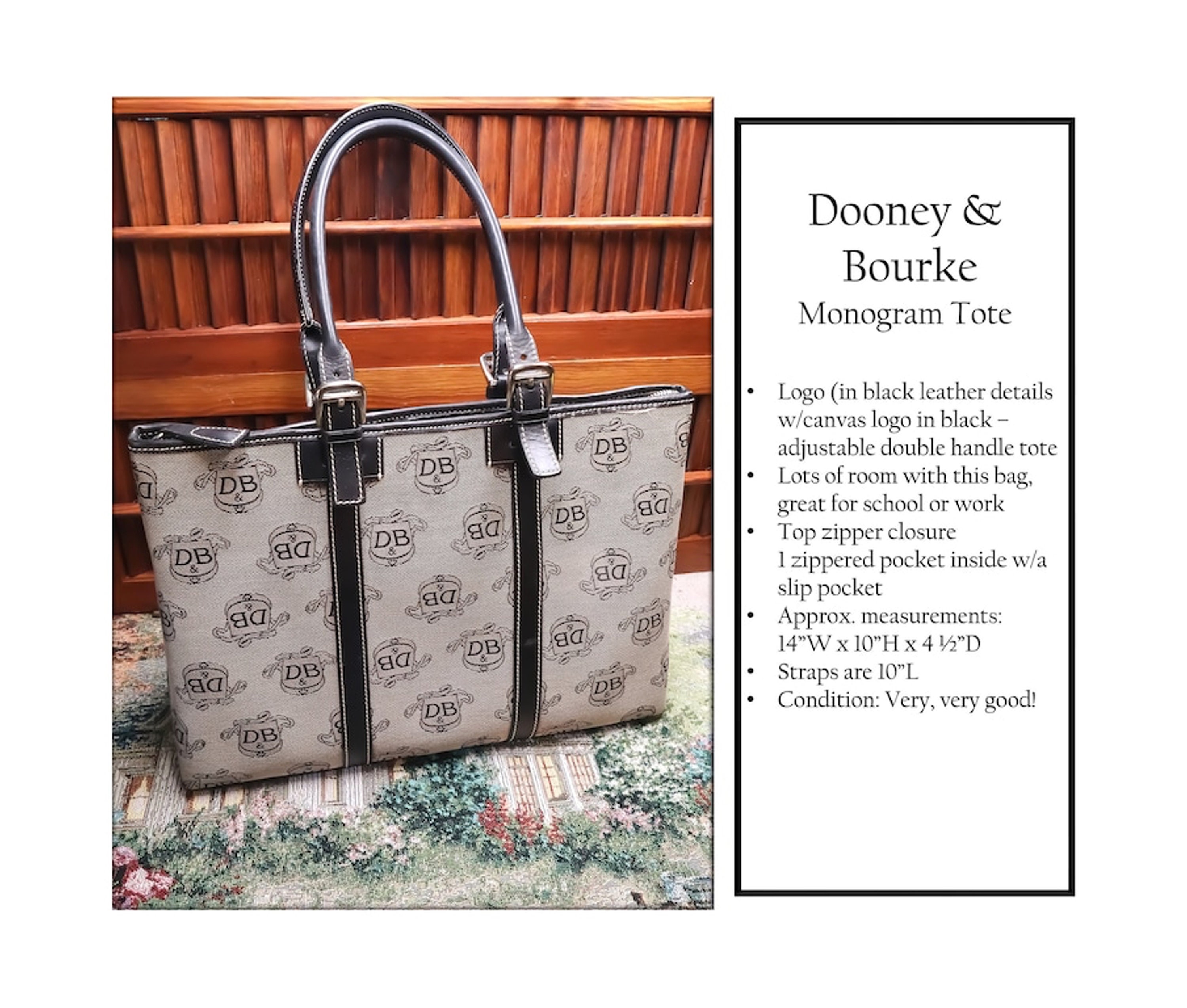 Dooney & Bourke Bag Monogram Double Strap Great Condition Vachetta Leather  Good