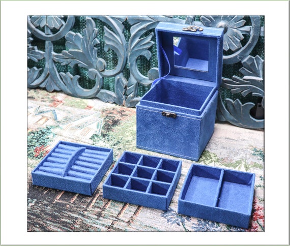 Blue Velvet Multi-Compartment  Jewelry Box - image 4