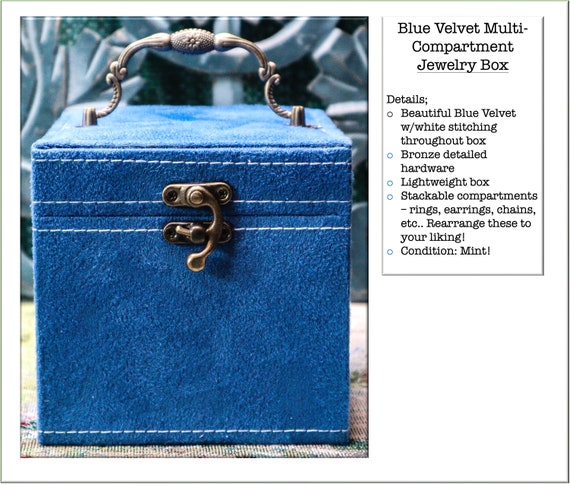 Blue Velvet Multi-Compartment  Jewelry Box - image 2