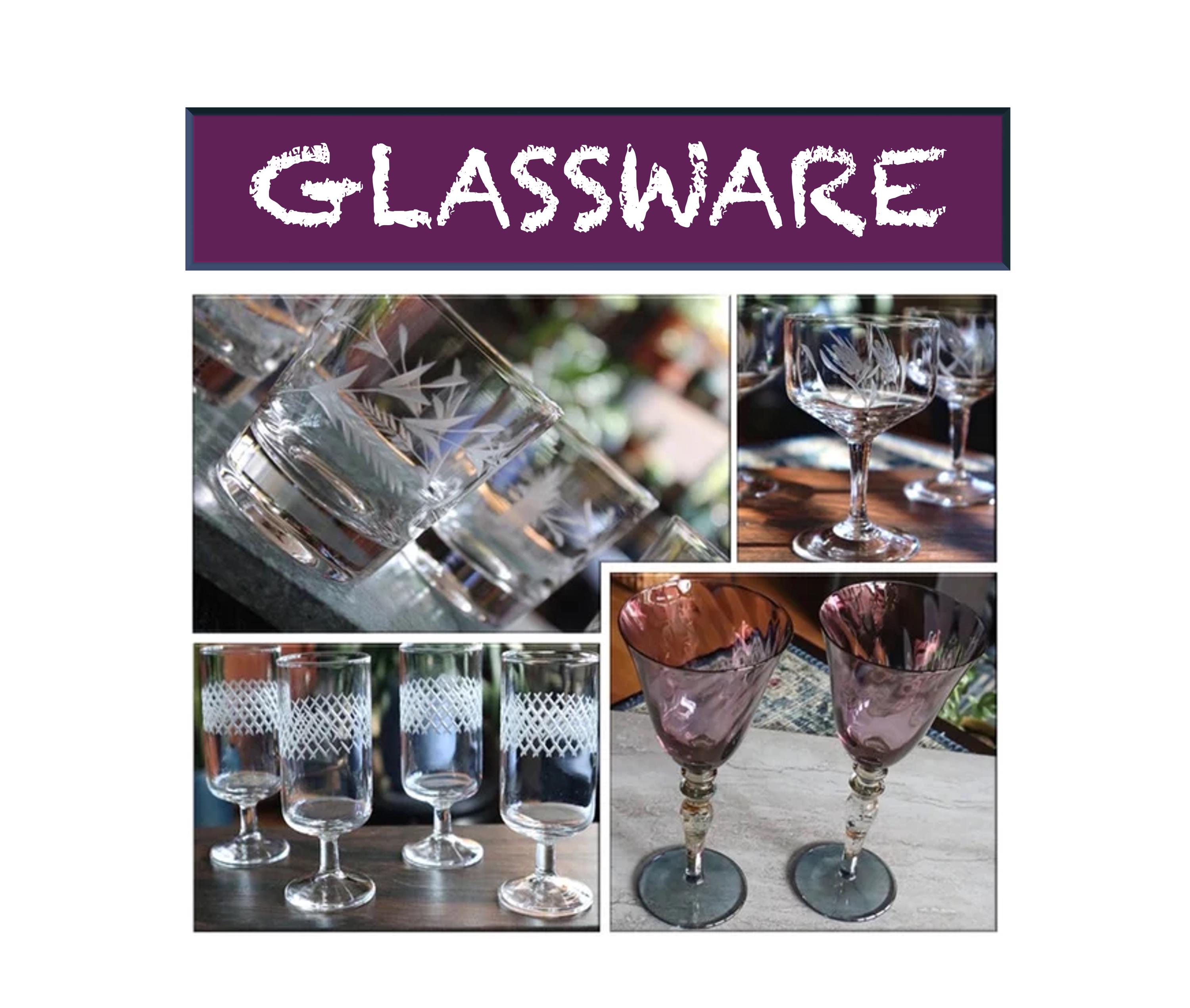 Wine Stemmed Glasses W/frosted Net/diamond Etching/barware