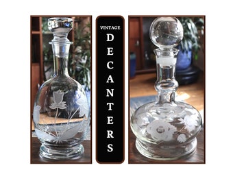 Vintage Liquor Decanter: Etched Glass Barware