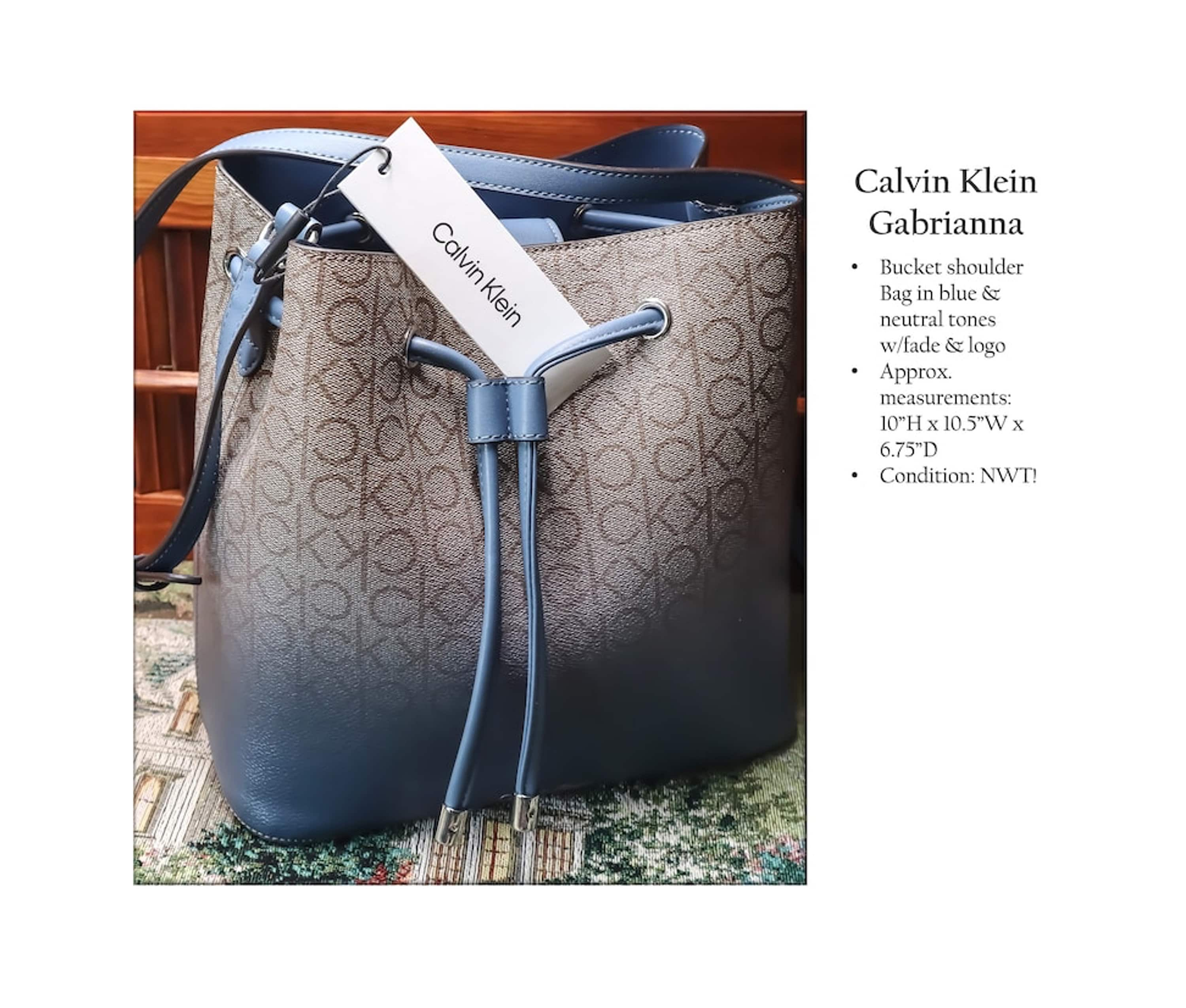 NWT CALVIN KLEIN LARGE LOGO SIGNATURE CROSSBODY BAG PURSE TAUPE