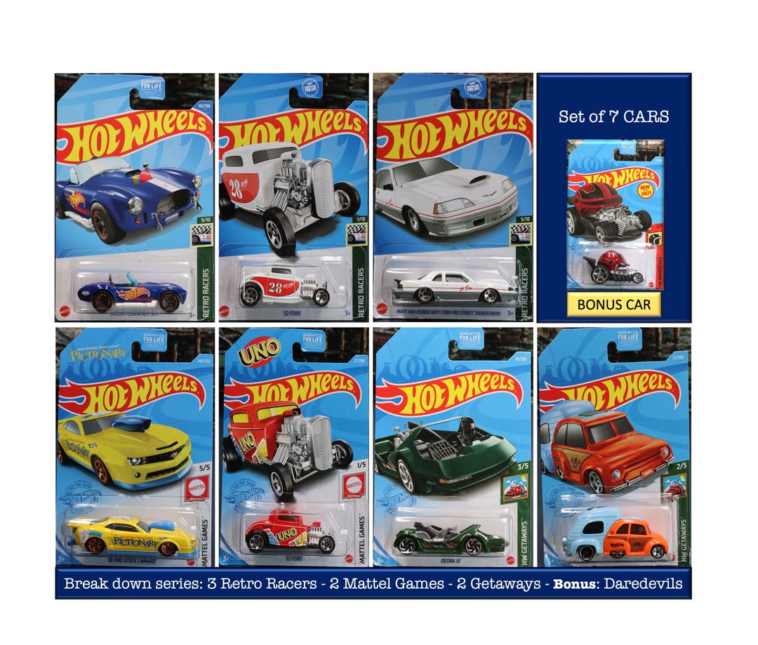 Hot Wheels Car Set - Retro Racers, Mattel Games, Getaways Series