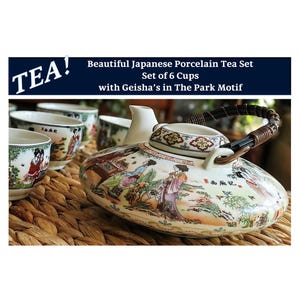 Japanese Porcelain Tea Set with Geisha Motif