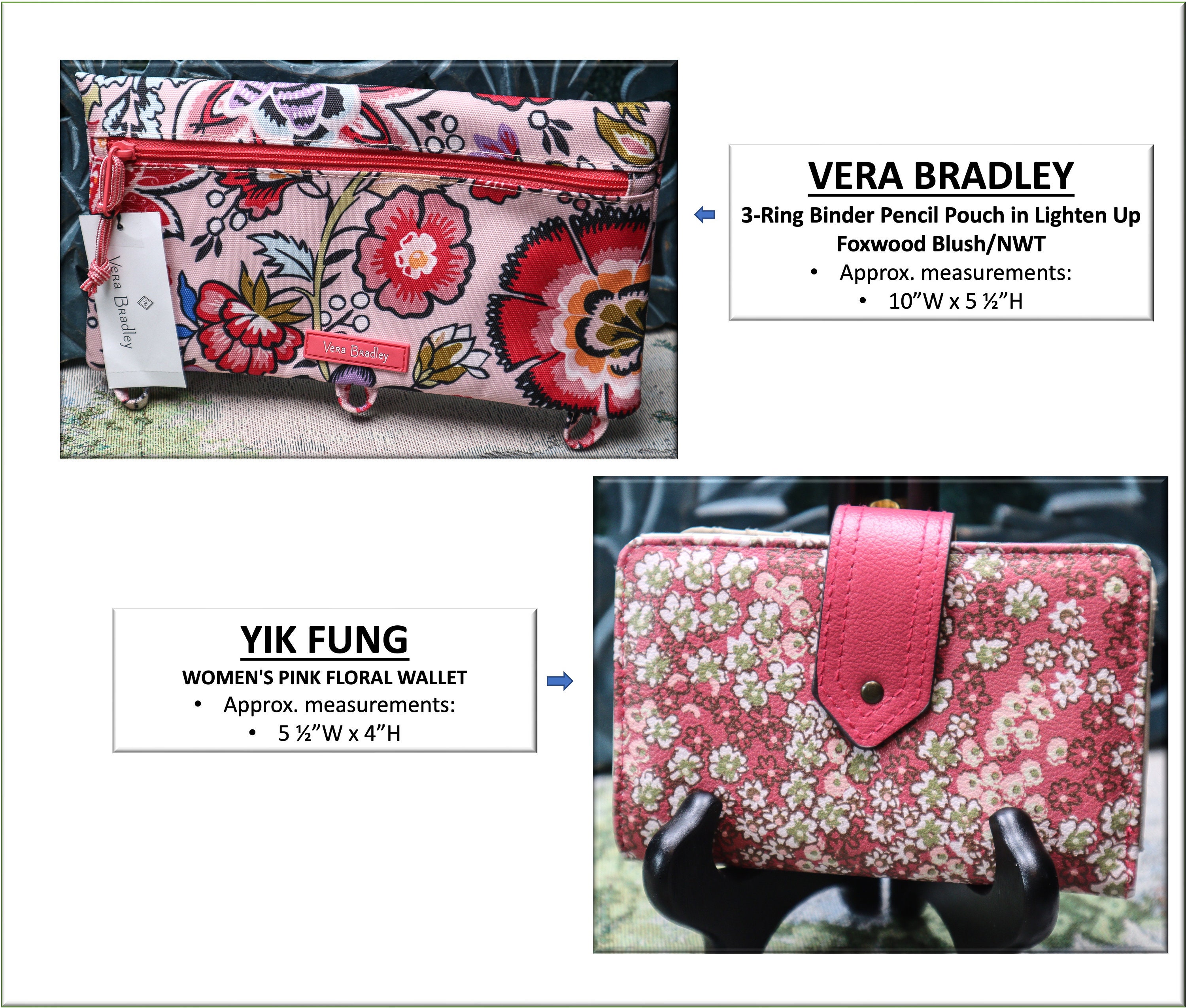 Vera Bradley and Yik Fung Wallet/pencil Bag/in Excellent 