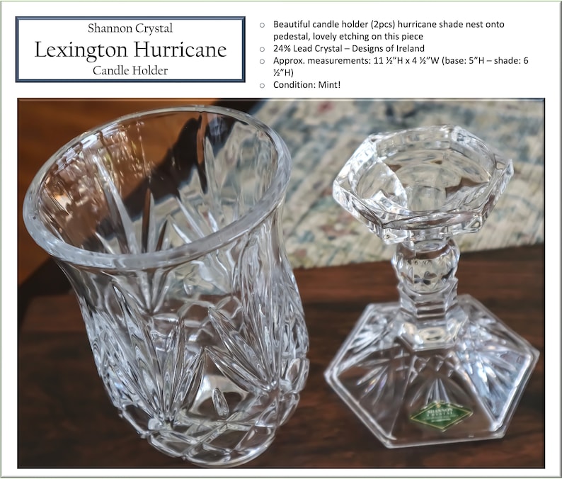Shannon Crystal Lexington Hurricane Candle Holder Etsy
