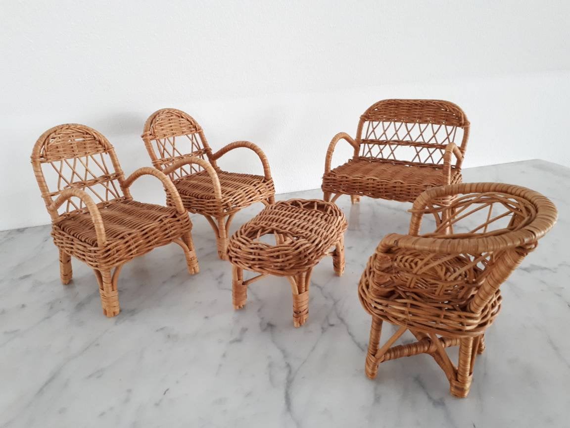 Rattan Doll House Furniture Etsy