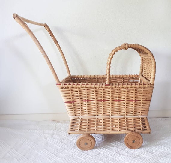 rattan doll stroller