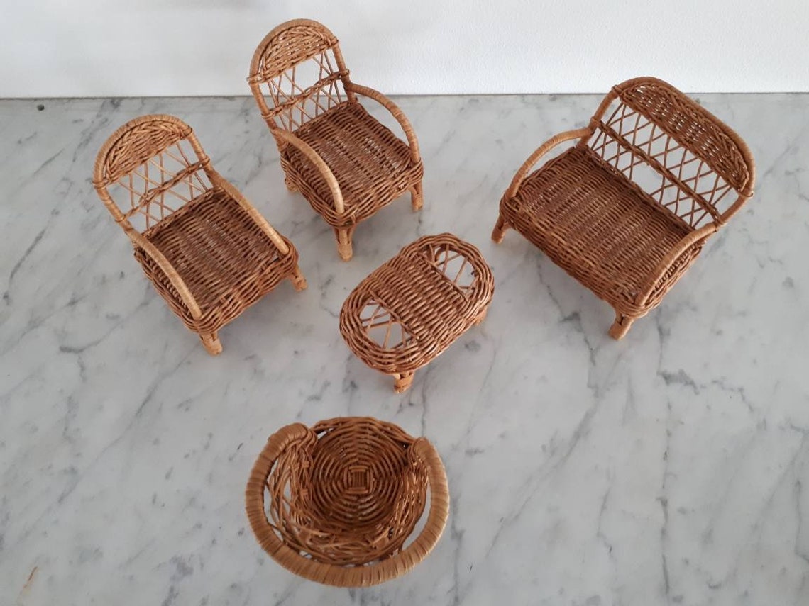 Rattan Doll House Furniture Etsy