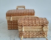 Pair of Rattan Suitcases Rattan Baskets