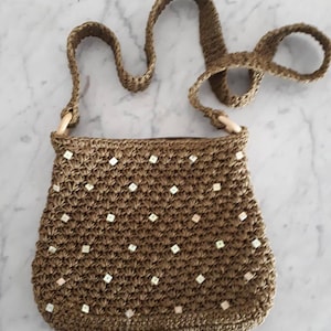 Vintage Rattan Shopping Bag Olive Green
